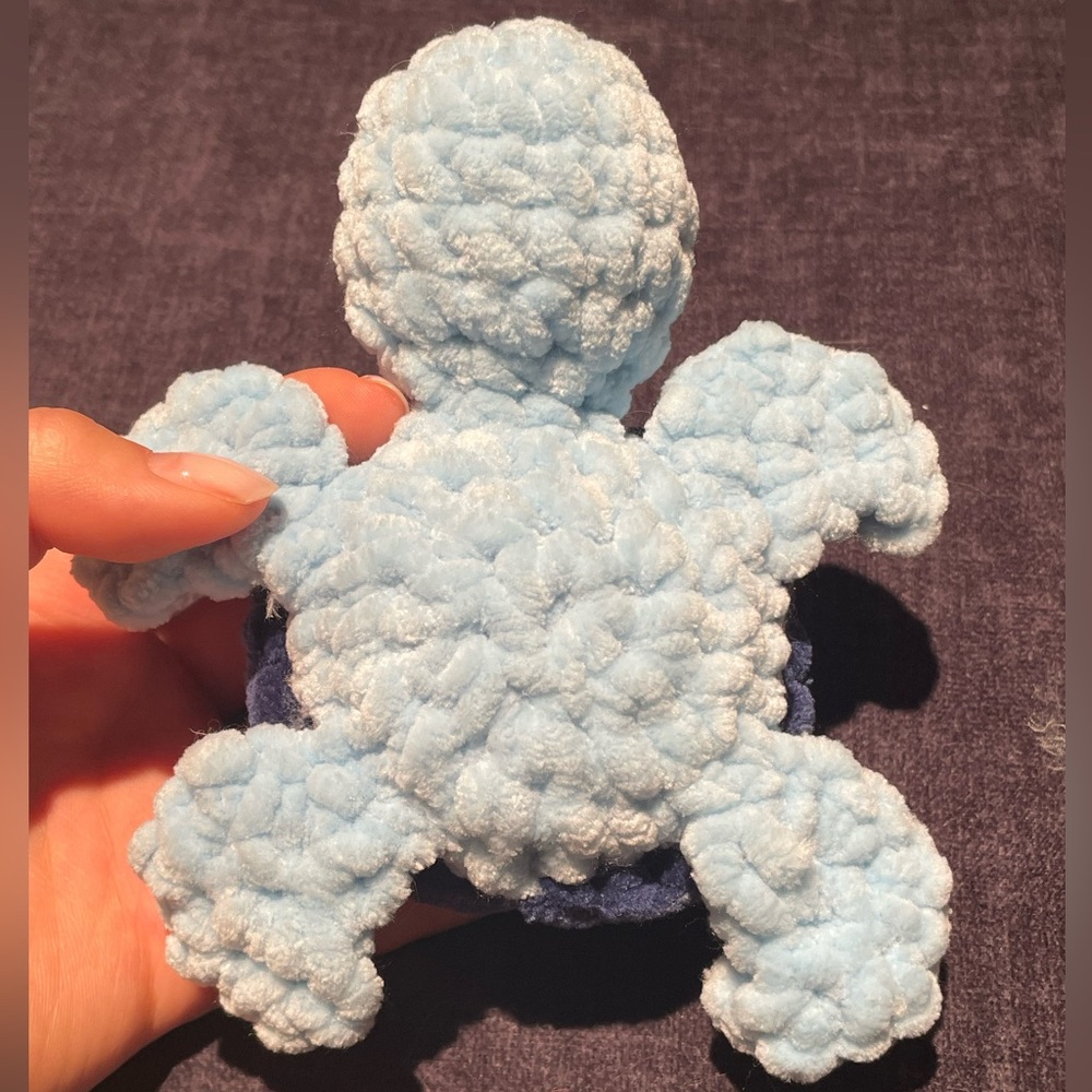 Handmade Crochet Plush Blue and Light Blue Sea Turtle Toy Amigurumi - Picture 6 of 6